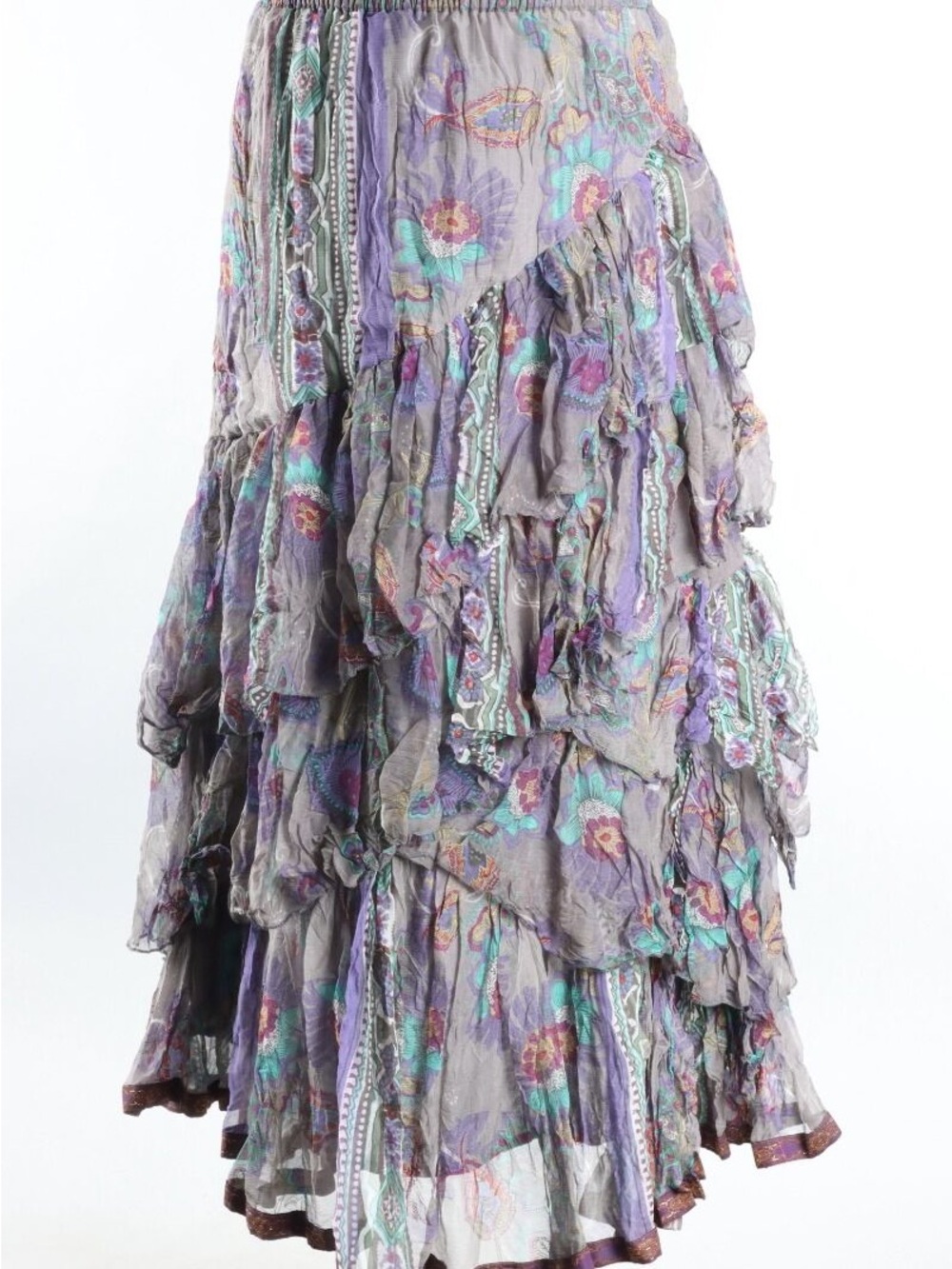 Anthropologie Anu Boho Tiered Ruffled Maxi Skirt